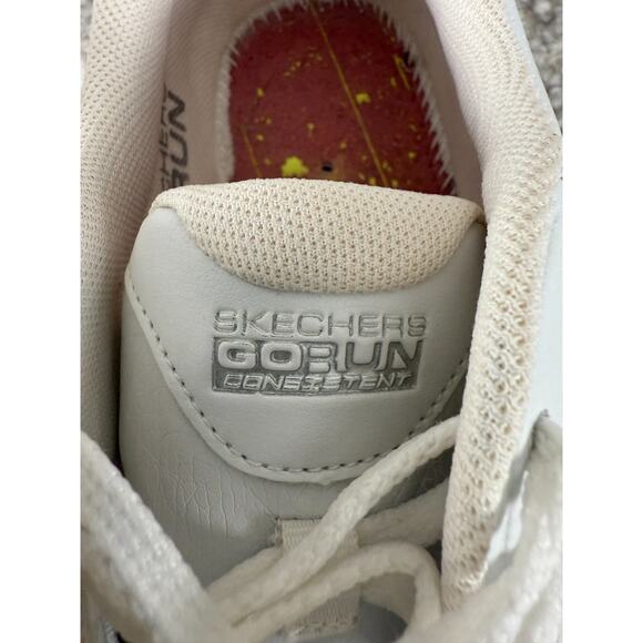 Skechers Size 10 Go Run Consistent Leather Sneakers White Lace Up Shoes 128274W - Picture 9 of 10